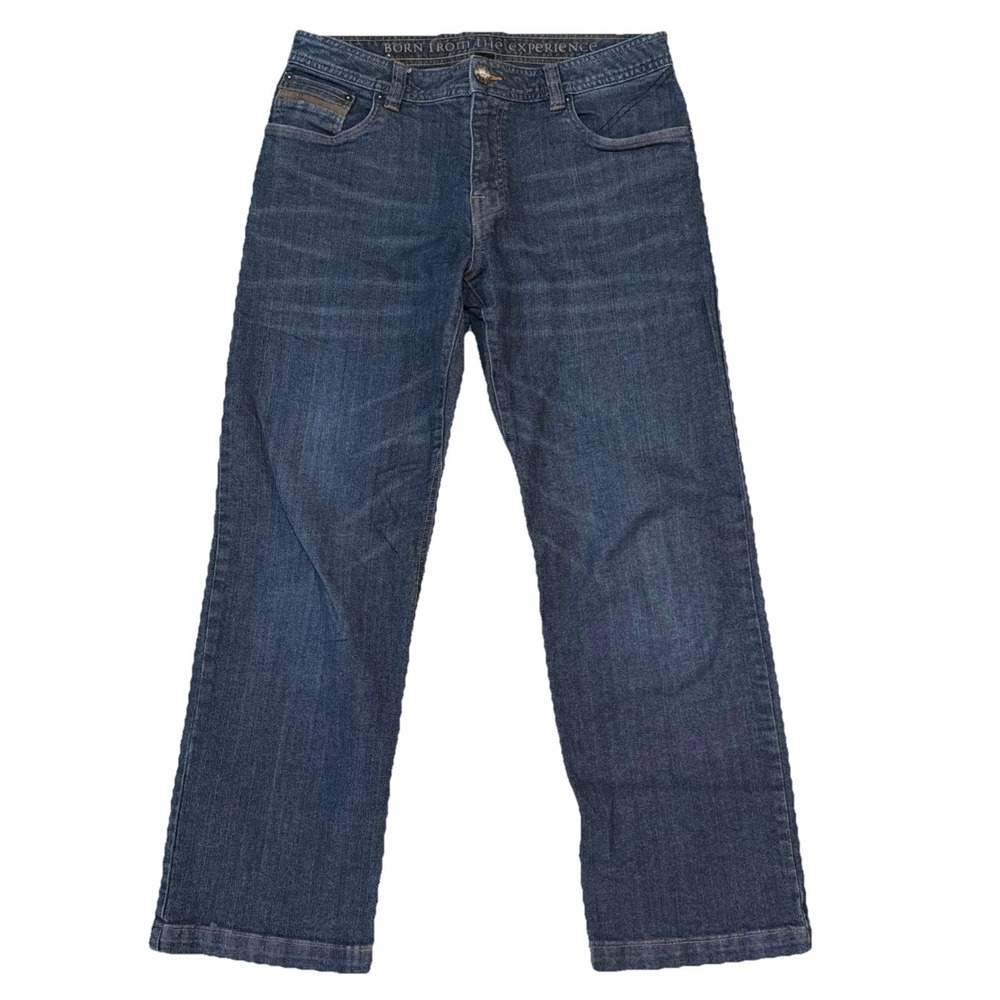 Prana Jeans Mens 33x30 (34x30) Dark Wash Blue Straight Fit Breathe Denim